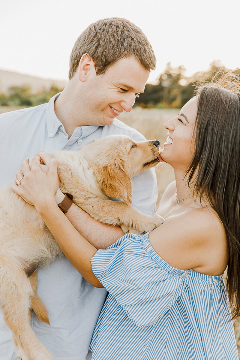 engagement session with a Golden Retriever puppy | ©Paulina Perrucci Photography