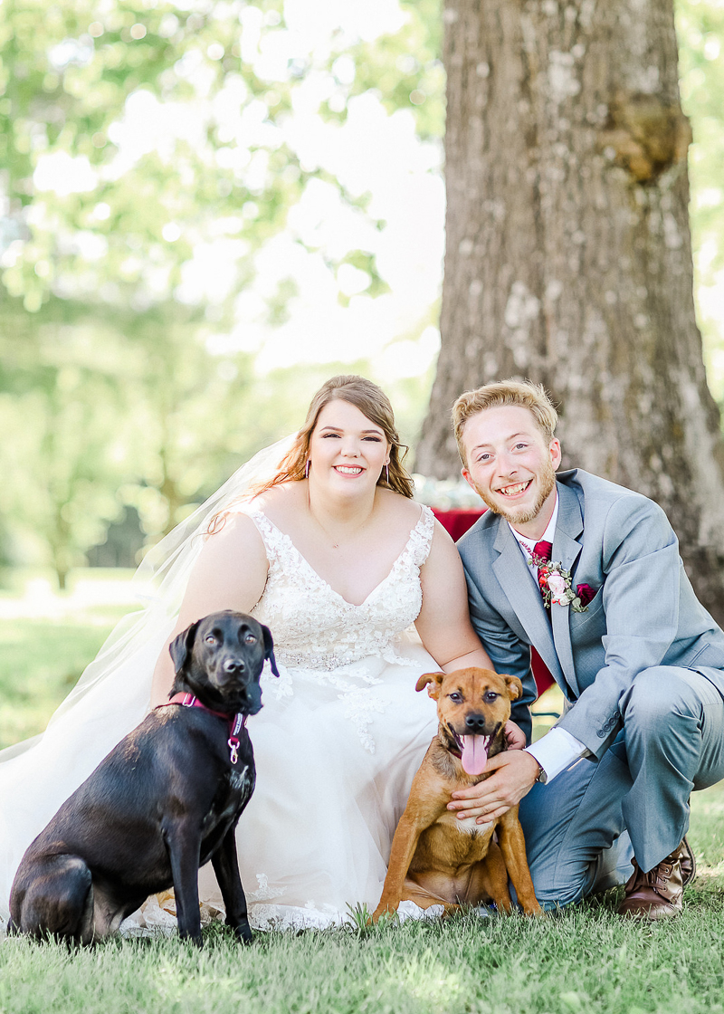 Just married couple and their two dogs, ©Shelby Chante' Photography