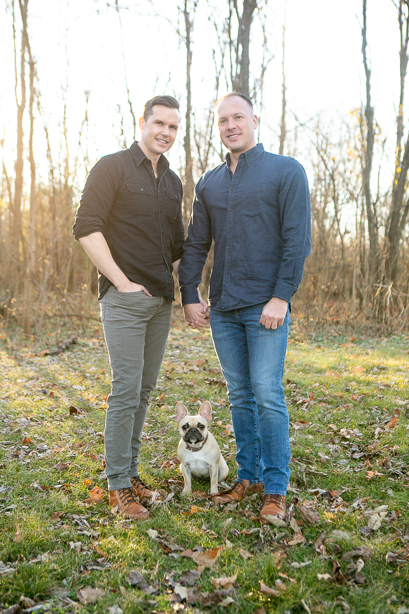 dog-friendly family photo session, two men holding hands and their Frenchie | Nashville Pet Photography ©Mandy Whitley Photography | Photography for Pets and Their People