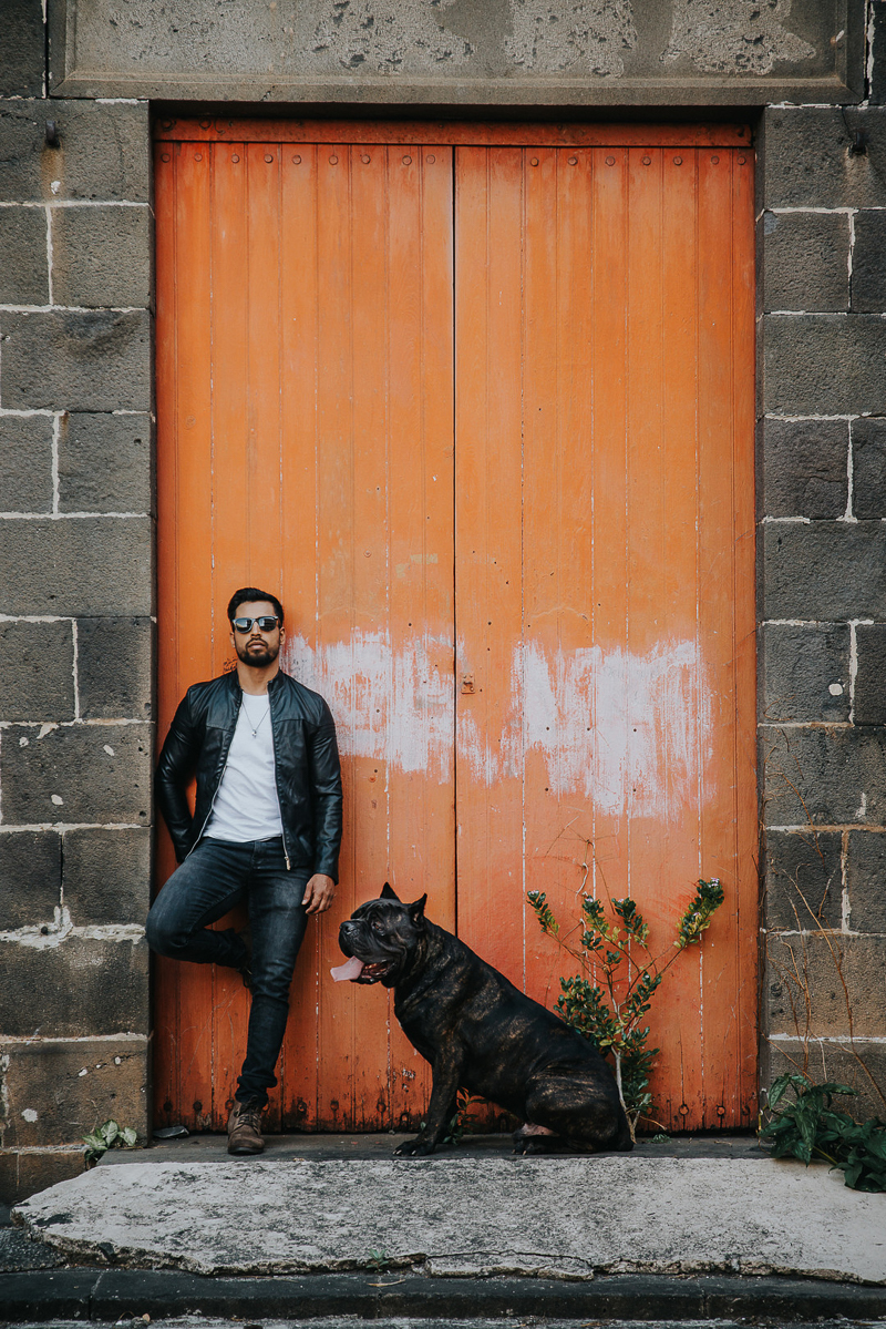 men's fashion photography with a dog, dog photoshoot inspiration | Cedric D Vincent Photography 