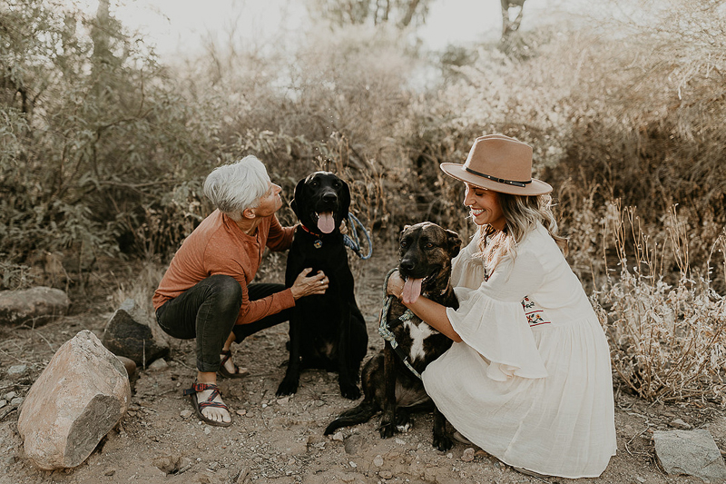 desert engagement photography ideas, including dogs in engagement photos | ©Kali M Photos | Arizona wedding and elopement photographer