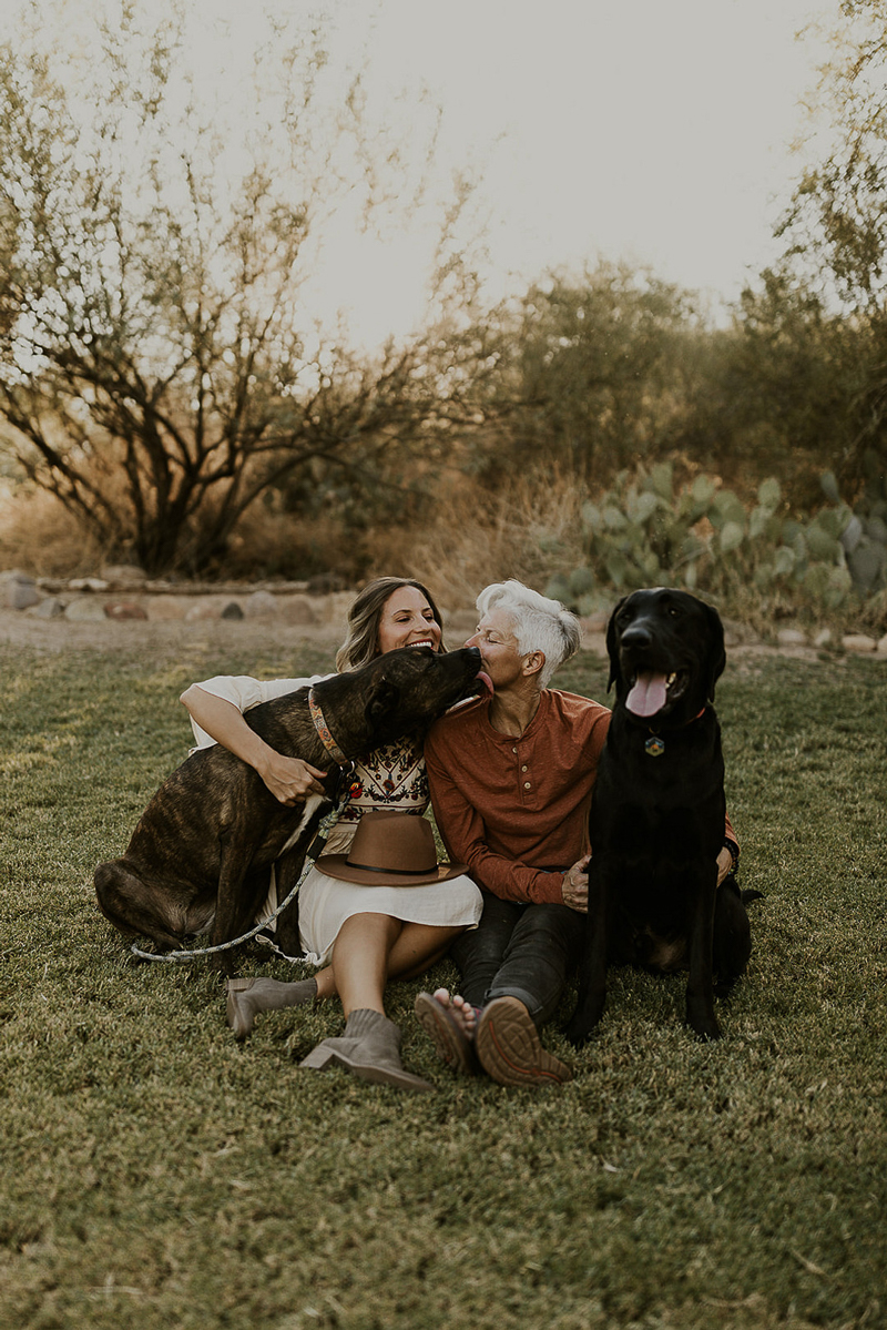 women and their dogs, dog-friendly engagement session, ©Kali M Photos | Arizona wedding and elopement photographer