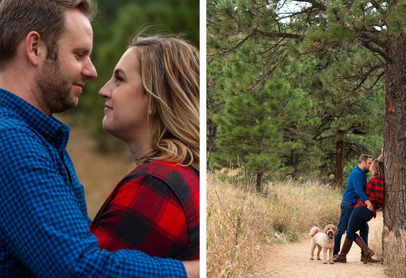 Fall engagement photo ideas, dog-friendly engagement session | ©Nicole Andre Photography 