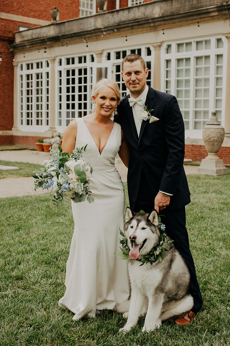 perfect dog-friendly "just married" photo, ©McKenzie Bigliazzi Photography, Allerton Park, Monticello, IL