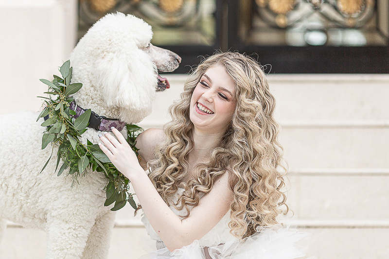 woman and dog sitting on steps, dog-friendly styled shoot ©C. Baron Photography