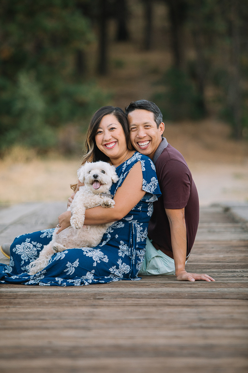 happy couple and their dog, family portraits ©Stephanie Fong Photography Lake Cuyamaca, California
