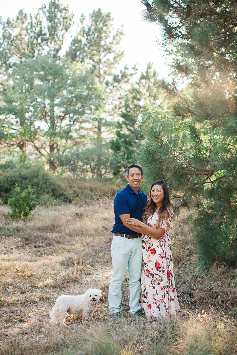 engagement photos with small dog | ©Stephanie Fong Photography Lake Cuyamaca, California