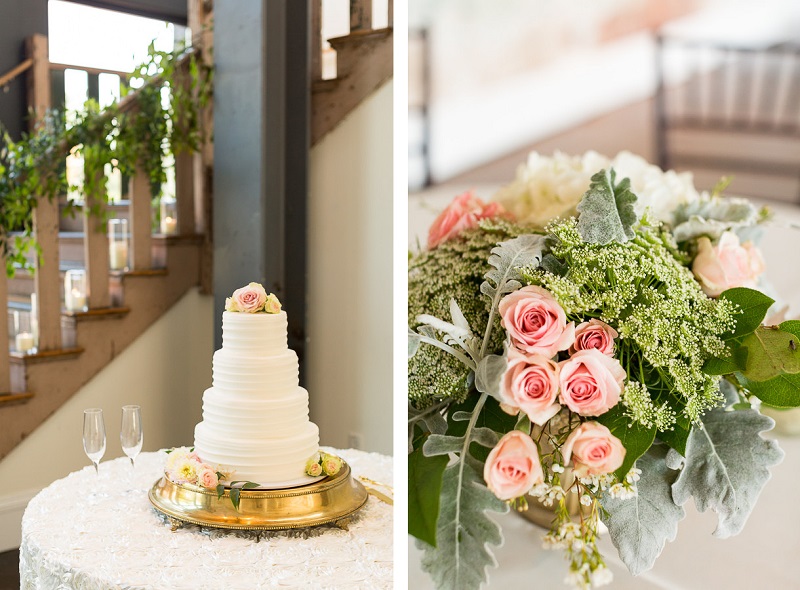 wedding cake and flowers, detail shots, © Jessica Hunt Photography | 701 Whaley, Columbia, SC