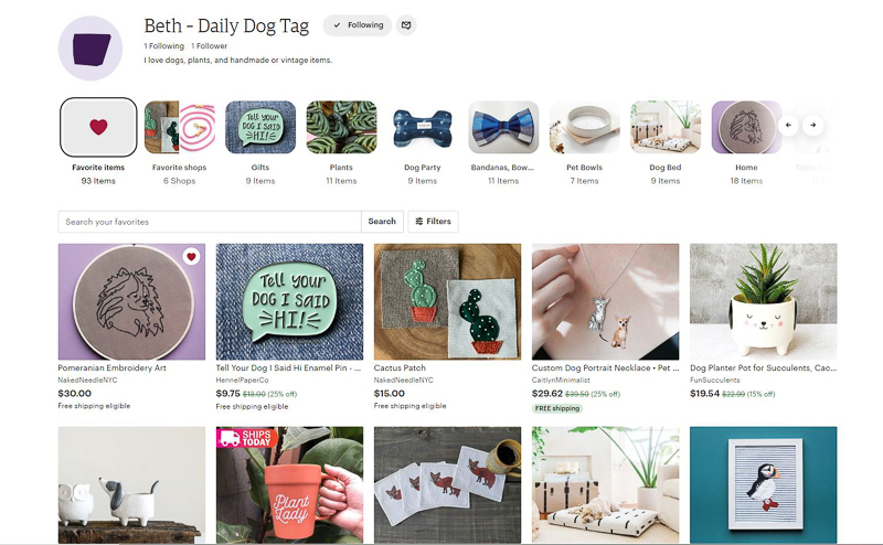  Etsy Favorites and Lists