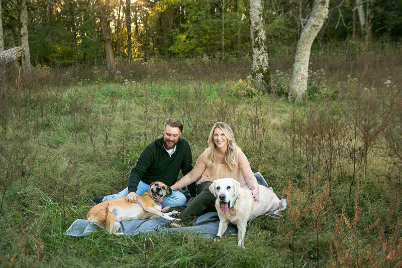 dog-friendly family portraits ,couple and their dogs on a blanket College Grove, TN | ©Mandy Whitley Photography