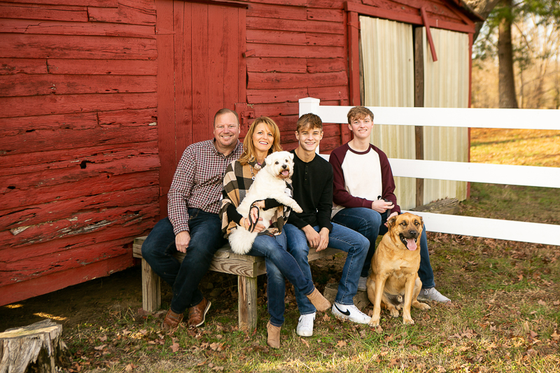 dog-friendly family photos at farm, Westie, Mastiff mix | ©Mandy Whitley Photography. Daisy, MO