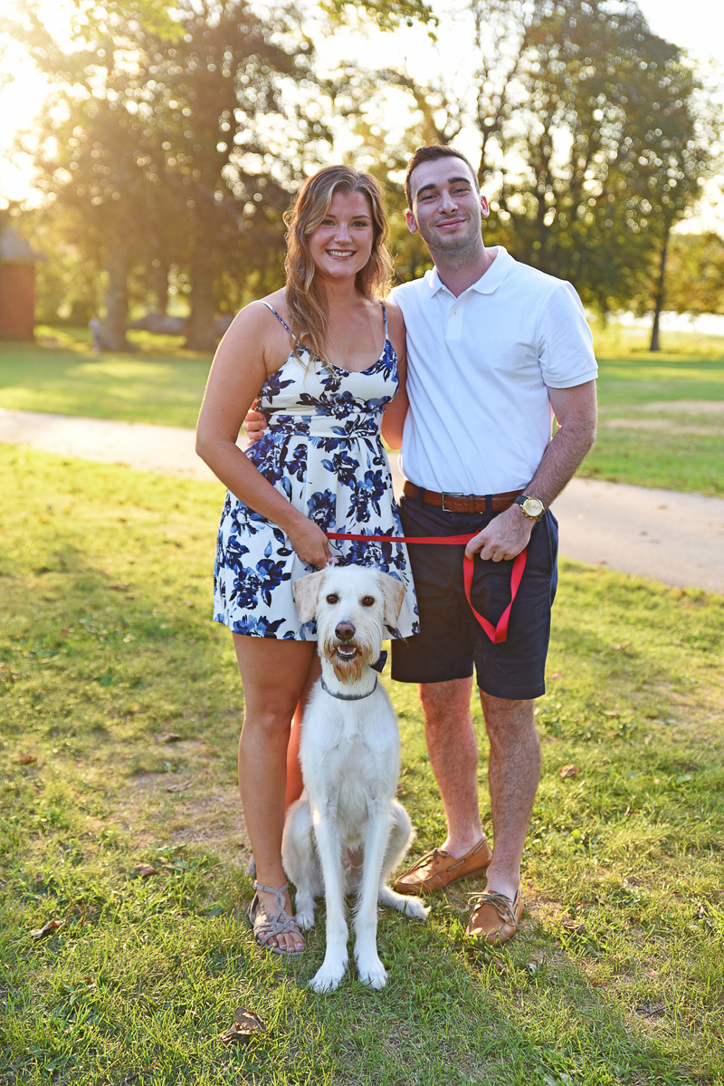 couple and tall white mixed breed dog at park | Harkness Memorial Park, Waterford, CT | ©Anthony Tomassi Photography
