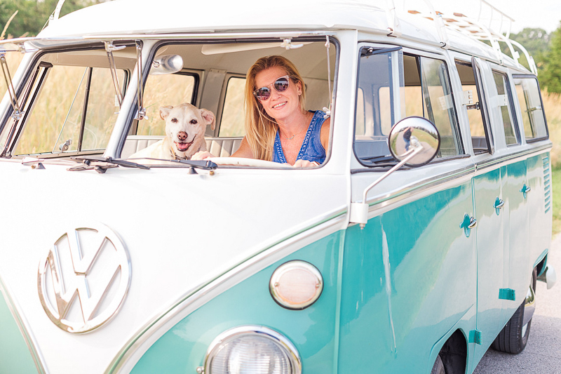 woman and dog in VW bus | ©Leah Hargrove Photography, Murfreesboro, TN