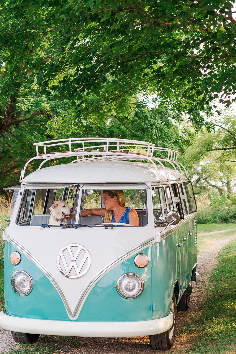 lifestyle dog photography, woman and dog in VW bus | ©Leah Hargrove Photography, Tennessee lifestyle photography