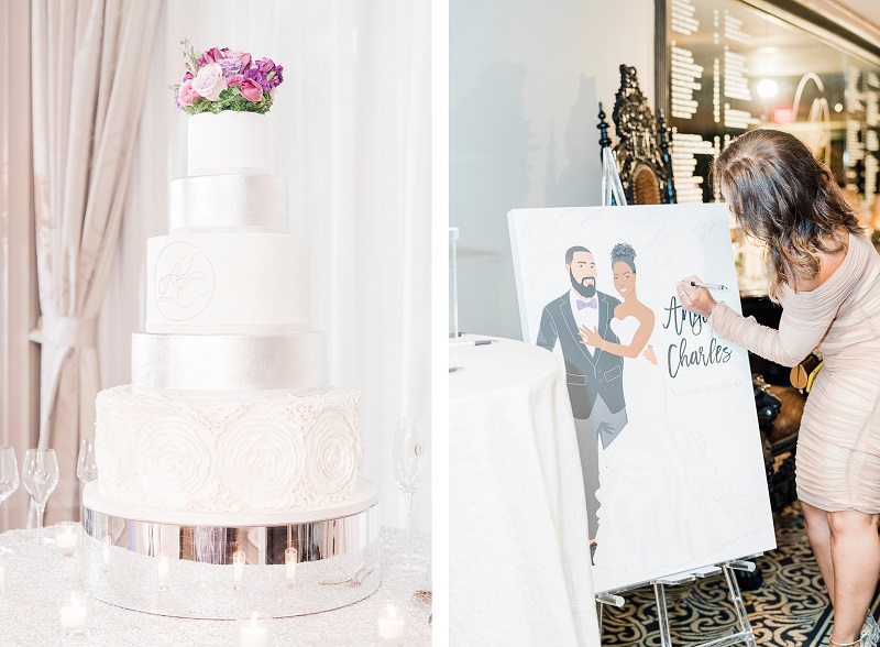 wedding cake, portrait sign in | ©Pharris Photography, The Savvy Consultant, Susie's Cakes
