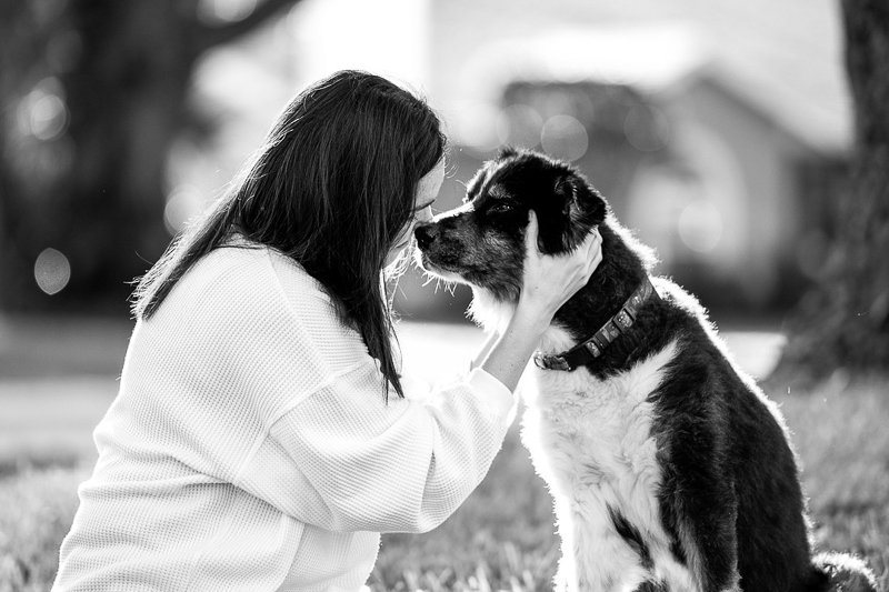 touching photo of woman and her senior dog, end of life dog portraits | ©Bri Burkhart Photography, Lakeland, Florida dog-friendly photography