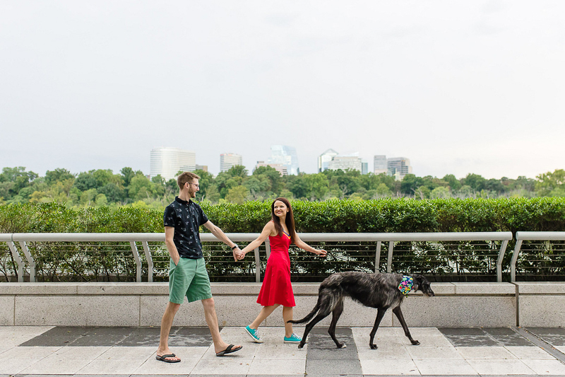 couple walking their sighthound at Kennedy Center | ©Megan Rei Photography