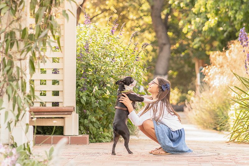 girl and her Boston Terrier, Palo Alto portraits | ©Laura Michele Photography, love between dogs and humans