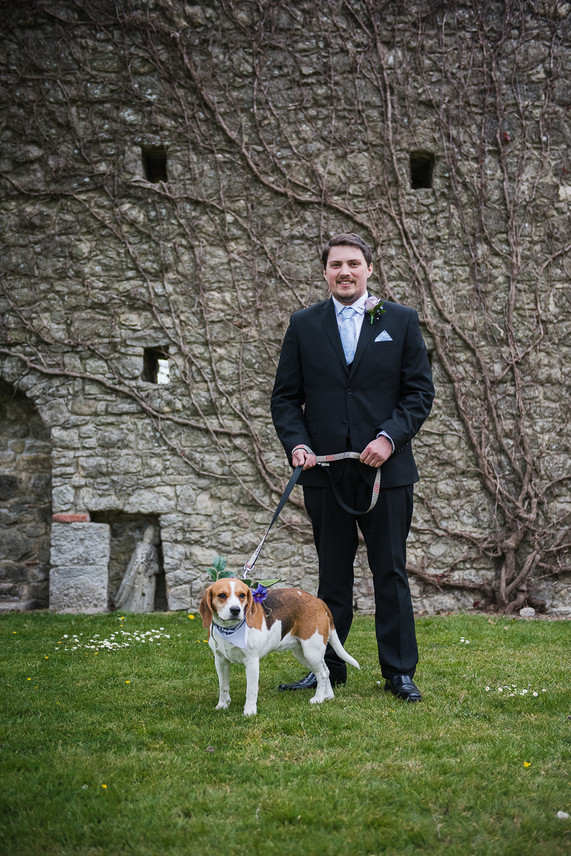 groom with his dog, intimate wedding elopement | ©fleur challis photography