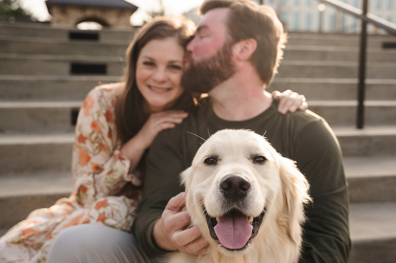 dog-friendly engagement session, silhouette, Charlotte, NC ©Party of Two Photography