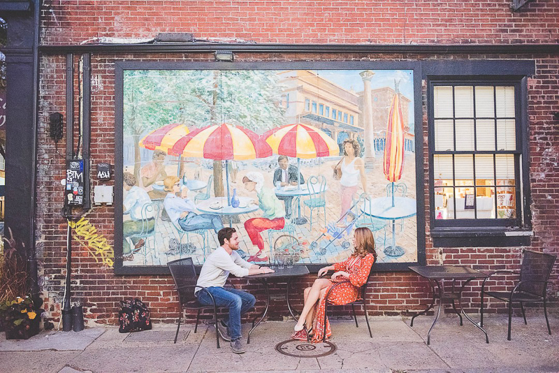 fun engagement portraits, Philly | engagement photos in front of mural ©BeauMonde Originals 