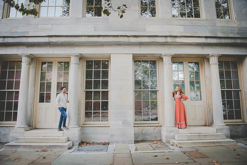 couple standing in front of historic building, Old City, Philadelphia ©BeauMonde Originals