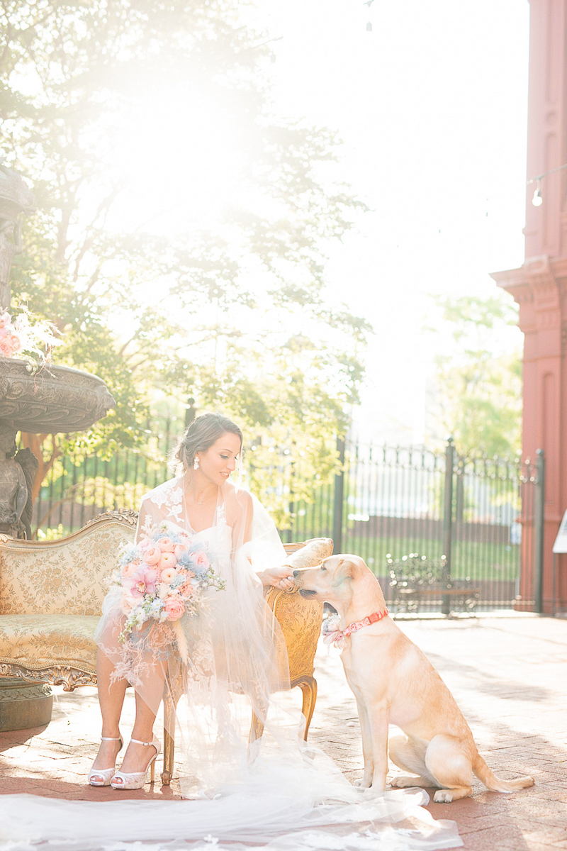 bridal session with woman and her service dog | ©Amanda MacPhee Studios