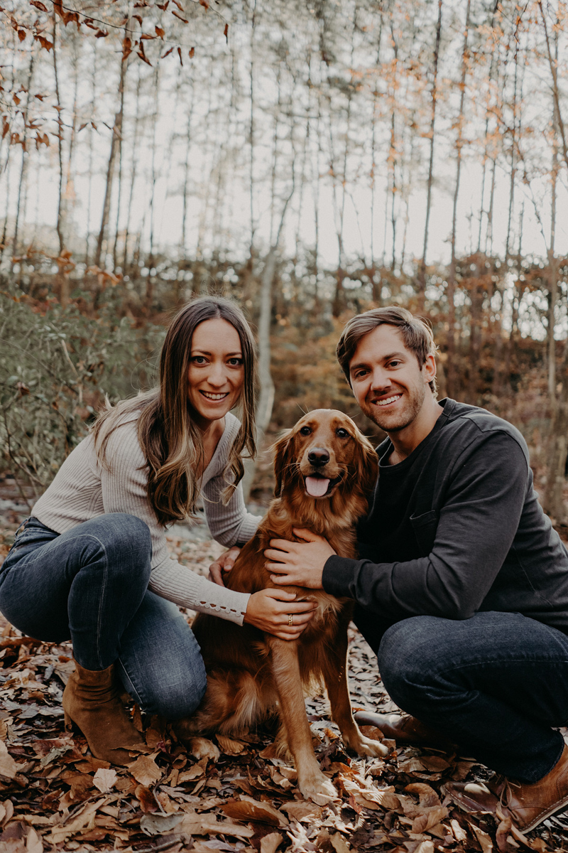 dog-friendly engagement session with a Golden Retriever | including dog in engagement session,©Nathalia Frykman Photography | Roswell, GA
