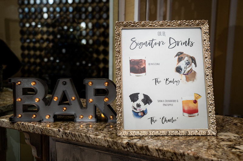 creative way to include dog in wedding, signature cocktails | ©ProPhoto by MK, 